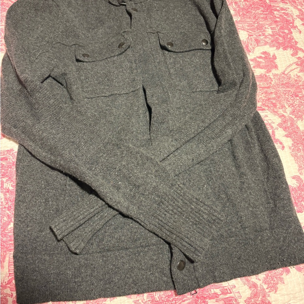 Banana Republic Men' S Moto Sweater Jacket Charcoal Gray Medium View 4
